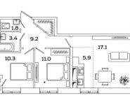 2-комнатная квартира площадью 58.5 кв.м, Рязанский проспект, д.влд 2 | цена 9 923 121 руб. | www.metrprice.ru