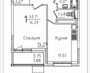 1-комнатная квартира площадью 40.11 кв.м, Михайлова, 31, корп.31 | цена 5 630 455 руб. | www.metrprice.ru