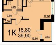 1-комнатная квартира площадью 39.9 кв.м, Внутренний проезд, 8, корп.3 | цена 7 401 948 руб. | www.metrprice.ru