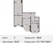 3-комнатная квартира площадью 2 кв.м, Авиаторов ул., 5К2 | цена 8 822 000 руб. | www.metrprice.ru