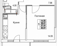 1-комнатная квартира площадью 40.61 кв.м, 2-я Муравская, корп.8 | цена 5 011 248 руб. | www.metrprice.ru