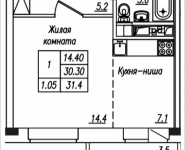 1-комнатная квартира площадью 31.4 кв.м, Просвещения, корп.14 | цена 2 176 840 руб. | www.metrprice.ru