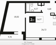 2-комнатная квартира площадью 57 кв.м, Клубная, 9 | цена 5 253 291 руб. | www.metrprice.ru