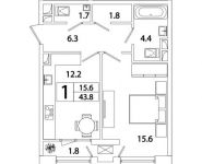 1-комнатная квартира площадью 43.8 кв.м, Рязанский проспект, д.влд 2 | цена 7 836 608 руб. | www.metrprice.ru