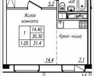 1-комнатная квартира площадью 31.4 кв.м, Просвещения, 12 | цена 1 862 840 руб. | www.metrprice.ru