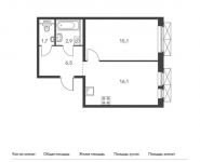 1-комнатная квартира площадью 42.3 кв.м, Саларьево д, Новая 2-я ул, 23с1 | цена 5 714 730 руб. | www.metrprice.ru