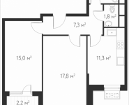 2-комнатная квартира площадью 58.4 кв.м, Абрамцевская, влд.10, корп.1 | цена 9 227 200 руб. | www.metrprice.ru