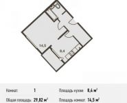 1-комнатная квартира площадью 29.8 кв.м, Барышевская Роща ул., 11 | цена 3 300 000 руб. | www.metrprice.ru