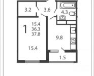 1-комнатная квартира площадью 37.8 кв.м, Загорьевская улица, 25 | цена 4 895 138 руб. | www.metrprice.ru