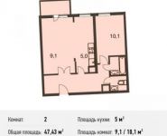 2-комнатная квартира площадью 47.4 кв.м, Барышевская Роща ул., 11 | цена 4 482 135 руб. | www.metrprice.ru