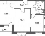 2-комнатная квартира площадью 57 кв.м, Федора Полетаева ул., 15 | цена 8 687 499 руб. | www.metrprice.ru