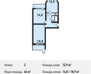 2-комнатная квартира площадью 64 кв.м,  | цена 4 425 600 руб. | www.metrprice.ru