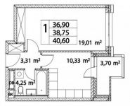 1-комнатная квартира площадью 40 кв.м, Лазоревый пр., 3С7 | цена 8 160 600 руб. | www.metrprice.ru