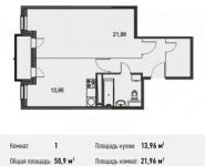 1-комнатная квартира площадью 50.9 кв.м, Белорусская улица, 10 | цена 4 464 948 руб. | www.metrprice.ru