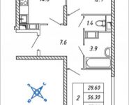 2-комнатная квартира площадью 57.8 кв.м, Дружбы, 3, корп.33 | цена 5 024 265 руб. | www.metrprice.ru