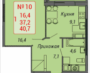 1-комнатная квартира площадью 40.7 кв.м, Ленинский проспект, 16 | цена 3 671 547 руб. | www.metrprice.ru