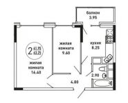 2-комнатная квартира площадью 45 кв.м, Гоголя ул, д. 12 | цена 2 233 500 руб. | www.metrprice.ru