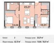 2-комнатная квартира площадью 62.1 кв.м, улица Василия Ботылёва, 6 | цена 18 058 458 руб. | www.metrprice.ru