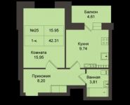 1-комнатная квартира площадью 43 кв.м, Центральная ул., 3 | цена 3 500 000 руб. | www.metrprice.ru