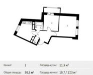 2-комнатная квартира площадью 50.5 кв.м, Фруктовая ул, 1 | цена 5 407 136 руб. | www.metrprice.ru