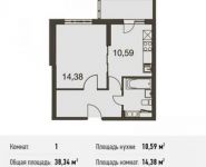 1-комнатная квартира площадью 38.3 кв.м, Родниковая ул. | цена 3 857 004 руб. | www.metrprice.ru