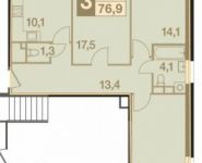 3-комнатная квартира площадью 76.9 кв.м,  | цена 12 104 060 руб. | www.metrprice.ru