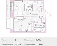 1-комнатная квартира площадью 31.78 кв.м,  | цена 2 564 646 руб. | www.metrprice.ru