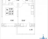 1-комнатная квартира площадью 34.1 кв.м, Горная, 5 | цена 2 334 145 руб. | www.metrprice.ru