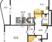 2-комнатная квартира площадью 76.8 кв.м, Усачева ул., 7/1 | цена 51 522 847 руб. | www.metrprice.ru