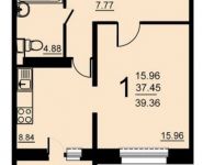 1-комнатная квартира площадью 39.36 кв.м, 5-й микрорайон, 18 | цена 2 228 170 руб. | www.metrprice.ru