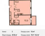 2-комнатная квартира площадью 49.5 кв.м, Барышевская Роща ул., 11 | цена 4 681 530 руб. | www.metrprice.ru