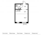 1-комнатная квартира площадью 27.2 кв.м, Ясеневая ул, 12к3 | цена 6 419 200 руб. | www.metrprice.ru