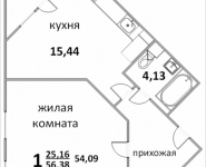 1-комнатная квартира площадью 57.16 кв.м, ул. Народная, 23 | цена 4 043 392 руб. | www.metrprice.ru