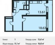 1-комнатная квартира площадью 51.1 кв.м, Нагатинский 1-й пр., 11 | цена 13 589 177 руб. | www.metrprice.ru