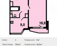 1-комнатная квартира площадью 39.8 кв.м, Героев пр-т, 8 | цена 3 042 312 руб. | www.metrprice.ru