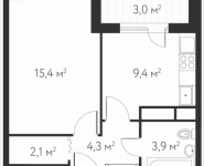 1-комнатная квартира площадью 36.6 кв.м, Абрамцевская, влд.10, корп.1 | цена 6 378 648 руб. | www.metrprice.ru