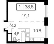 1-комнатная квартира площадью 38.8 кв.м, ул Амурская | цена 6 353 888 руб. | www.metrprice.ru