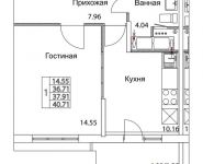 1-комнатная квартира площадью 37.91 кв.м, 2-я Муравская | цена 5 292 539 руб. | www.metrprice.ru