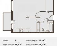 1-комнатная квартира площадью 36 кв.м, Барышевская Роща ул., 11 | цена 3 473 200 руб. | www.metrprice.ru