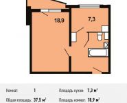 1-комнатная квартира площадью 37.5 кв.м, улица Катюшки, 55 | цена 2 962 500 руб. | www.metrprice.ru