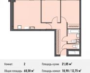 2-комнатная квартира площадью 59.9 кв.м, Донецкая ул., 30С1 | цена 7 219 500 руб. | www.metrprice.ru