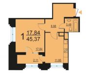 1-комнатная квартира площадью 45 кв.м, Берзарина ул., 28С3 | цена 8 452 340 руб. | www.metrprice.ru