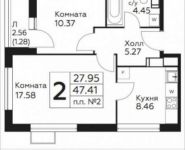 2-комнатная квартира площадью 45 кв.м в ЖК «Москвичка»,  | цена 4 651 472 руб. | www.metrprice.ru