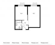 1-комнатная квартира площадью 41.6 кв.м, Внуковское п, Лётчика Грицевца ул, 3с2 | цена 3 610 880 руб. | www.metrprice.ru