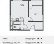 1-комнатная квартира площадью 43.5 кв.м, Докучаев пер., 2 | цена 12 180 000 руб. | www.metrprice.ru