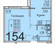 1-комнатная квартира площадью 31 кв.м,  | цена 2 679 495 руб. | www.metrprice.ru