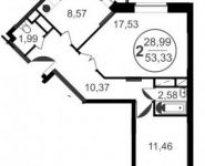 2-комнатная квартира площадью 53 кв.м, Новое Пушкино мкр | цена 3 359 790 руб. | www.metrprice.ru