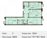 3-комнатная квартира площадью 94.8 кв.м, бульвар Яна Райниса, 6к1 | цена 24 735 785 руб. | www.metrprice.ru