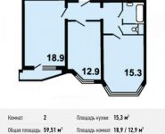 2-комнатная квартира площадью 59.5 кв.м, улица Красная Пресня, 14 | цена 9 503 750 руб. | www.metrprice.ru