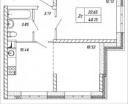2-комнатная квартира площадью 40.13 кв.м, Омская, 10 | цена 3 732 090 руб. | www.metrprice.ru